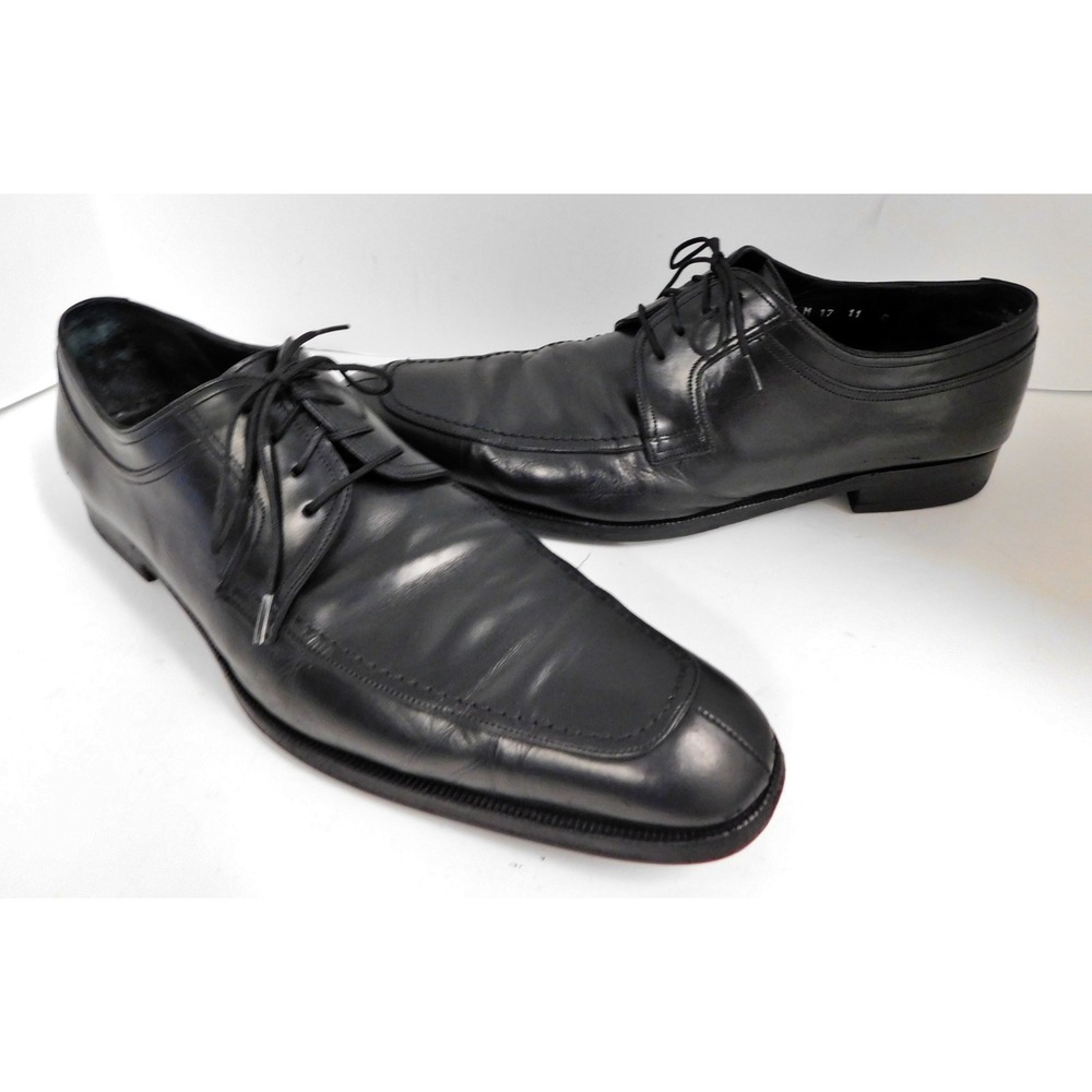 Salvatore Ferragamo Black Leather Lace Up Oxfords Shoes Men's 11 D